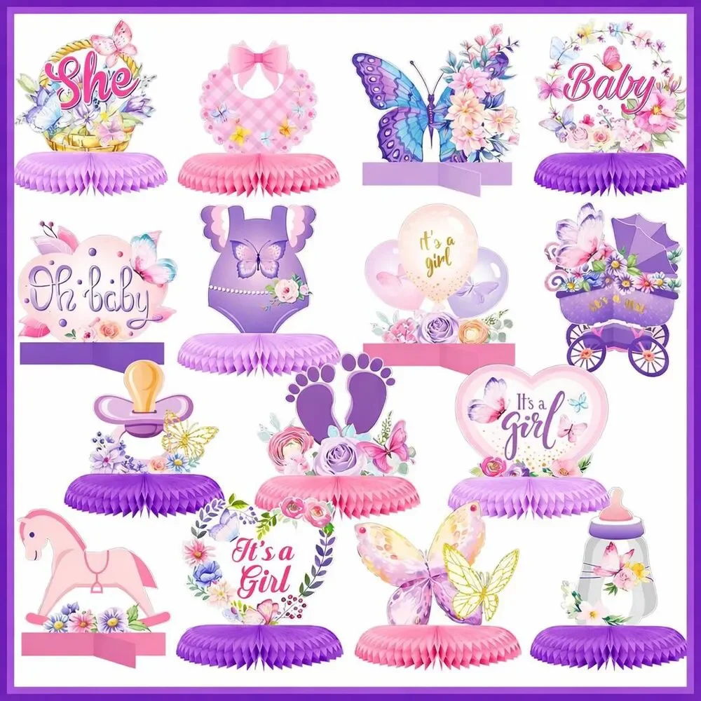 Jetec 14 Pcs Butterfly Baby Shower Gender Reveal Party Table Decorations USED